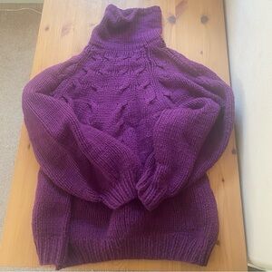 Oscar de la Renta purple cashmere knit sweater